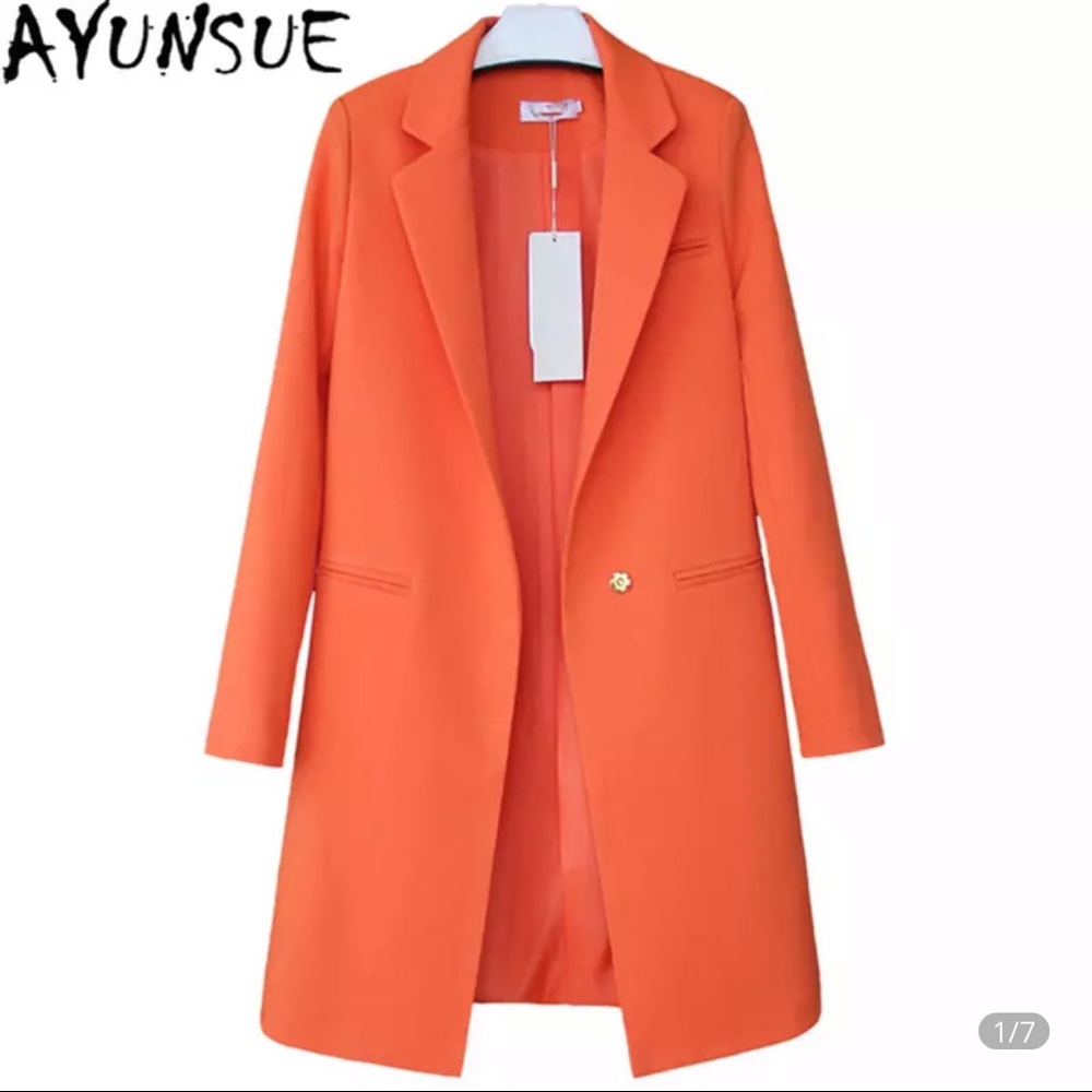 Orange Long Blazer Jacket